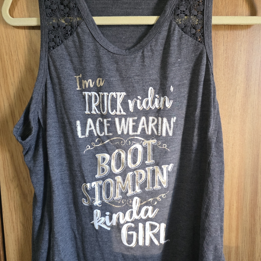 Maurices Charcoal Lace-Trim Tank